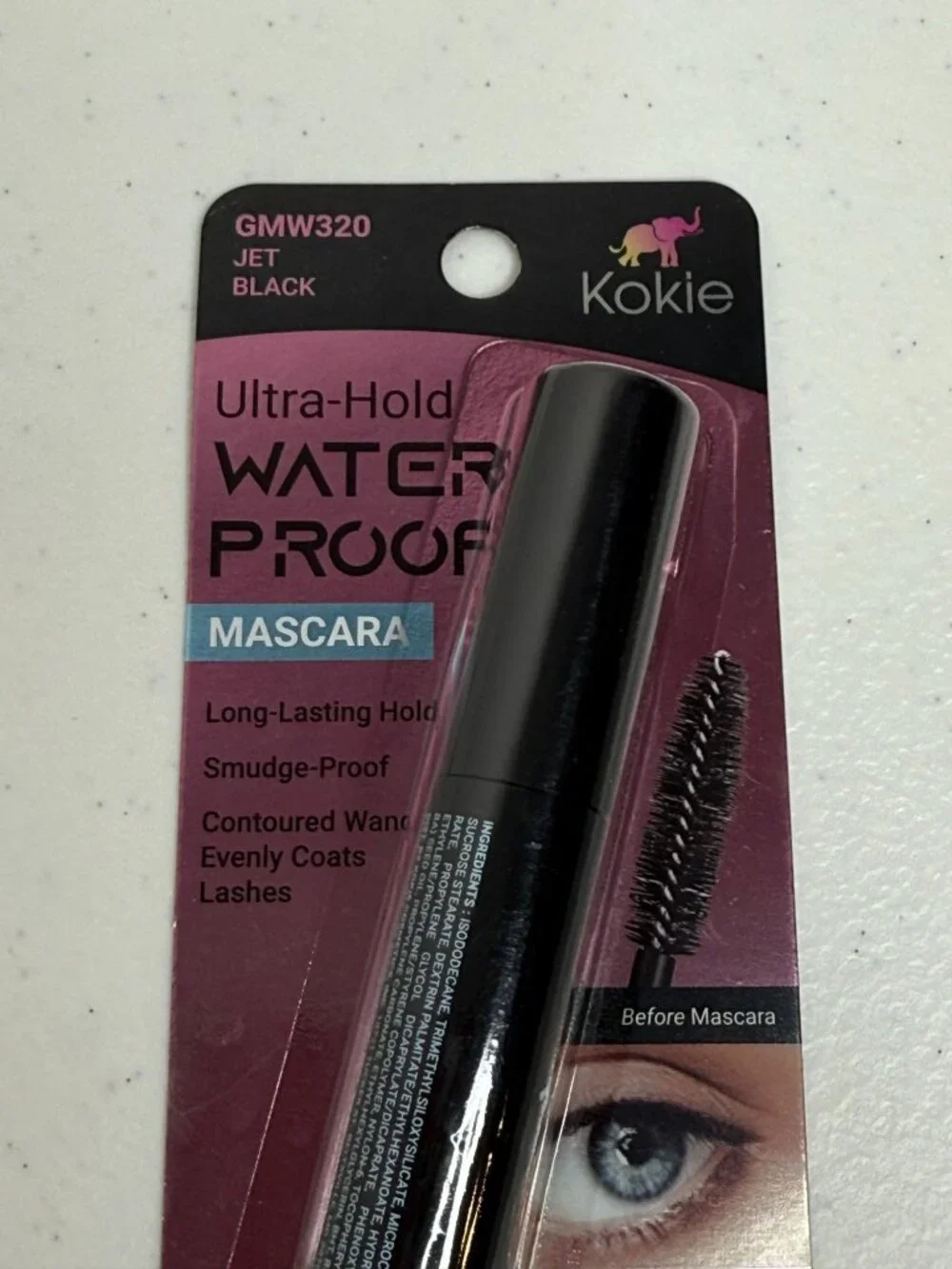 Kokie Waterproof Mascara Jet Black Ultra Hold Smudge Proof Long Lasting New